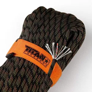 TITAN Survival Patented Paracord 550 - 25ft, 100ft, 500ft & Color Options - 620LB Strength Survival Paracord Military Spec with 3 Strands - Heavy Duty Hank Cord for Camping & Outdoors with Firestarter