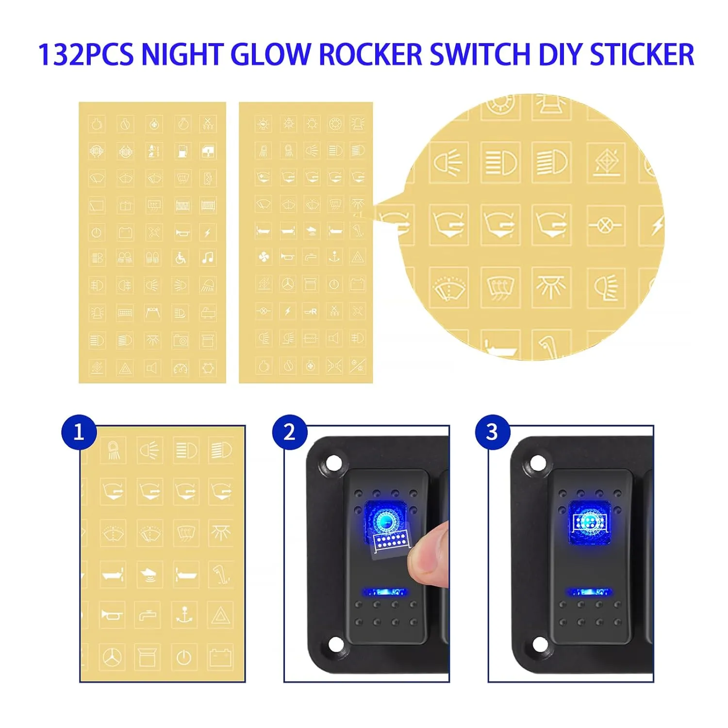 Toggle Switch Panel 6 Gang Waterproof Aluminum Switch,12V/24V Rocker Switch, 5 Pin On-Off Car Boat Switch,Blue LED Panel for Marine Boat Automotive Car RV Truck Vehicles