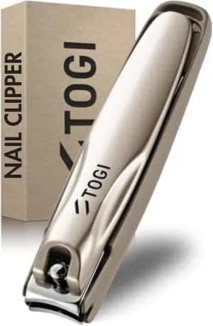 TOGI - Ultra Sharp Nail Clippers, Stainless Steel Nail Clippers for Women/Men, Fingernails & Toenail Cutter with Curved Blades, Built-in Catcher & File, 1 Champagne Gold Grooming Must-Have