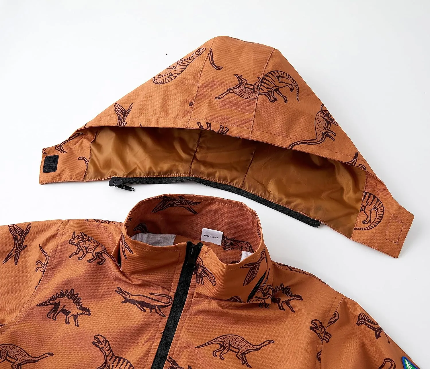 TOP&SKY KIDS Boys Dinosaur Rain Jacket Lightweight Waterproof Raincoats Windbreakers for Kids
