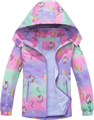 TOP&SKY KIDS Boys Dinosaur Rain Jacket Lightweight Waterproof Raincoats Windbreakers for Kids