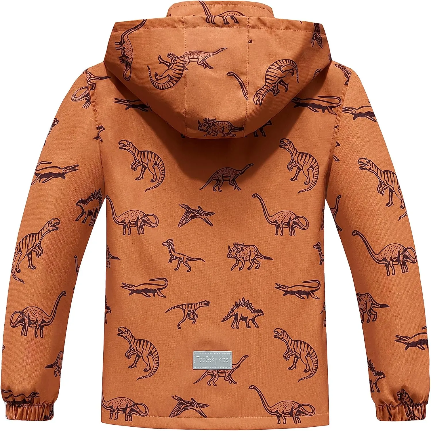 TOP&SKY KIDS Boys Dinosaur Rain Jacket Lightweight Waterproof Raincoats Windbreakers for Kids