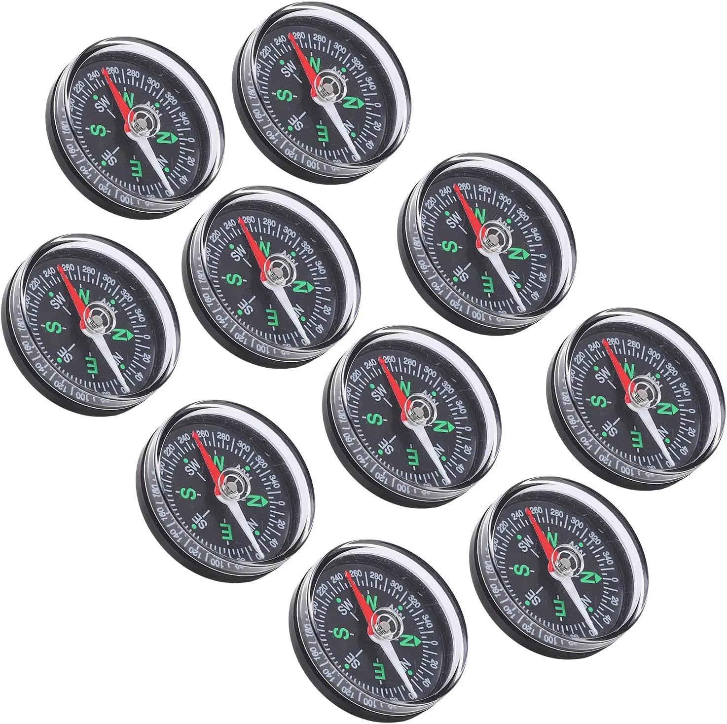 Topyond 10Pcs Hiking Compass Set - Practical, Durable, Lightweight Outdoor Survival Tools for Mountaineering and Adventure, Survival Gear and Supplies