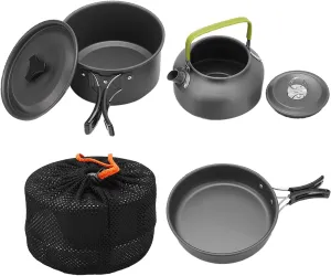 Topyond Camping Cookware Set, Non Stick Camping Mess Kit with Storage Bag, Easy Clean, Outdoor Cookware for Backpacking, Camping, Hiking, and Picnic