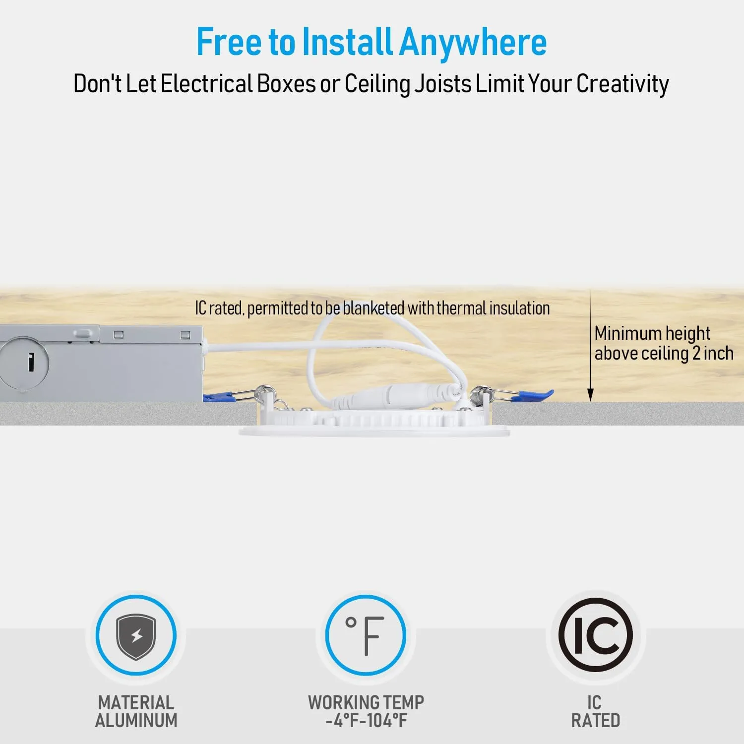 TORCHSTAR 12-Pack Essential Series 4 Inch Ultra-Thin LED Recessed Lighting with J-Box, 4000K Cool White, 10W Dimmable 700lm Brightness LED Downlight, ETL & Energy Star Listed