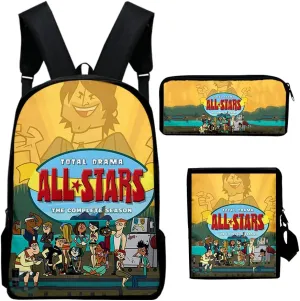Total Drama Backpack Three-piece Sets Casual Oxford Cloth Travel Bag Unisex TV Series Shoulder Bags (KA08007,One size)