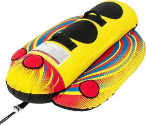 Towable Tubes for Boating, Inflatable Hot Dog Water Tube for Boat to Pull, Water Sports Banana Boat Tubes and Towables w/Double Stitched Nylon Cover, Padded Seat, Easy Grip Handles