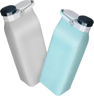 Toyvian 2 Pcs Leakproof Collapsible Water Bottles Lightweight Portable Sport Kettles for Hiking Camping Commuting Stylish Foldable Design with Hidden Handle