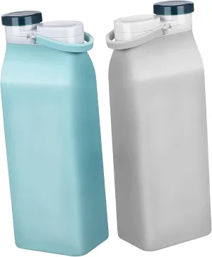Toyvian 2Pcs Collapsible Water Bottles Foldable Water Bottles Leakproof Lightweight Design for Travel Sports Camping Hiking Grey