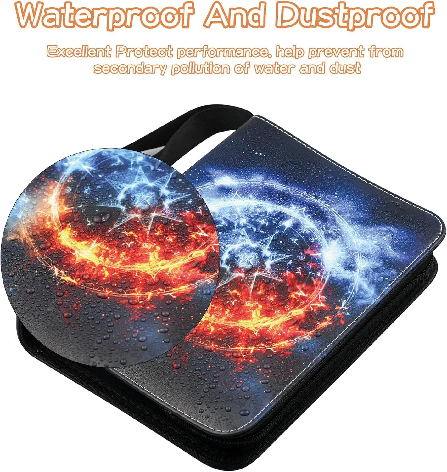 Trading Card Binder 4 Pocket, Collectible Trading Card Albums Fits 400 Cards with 50 Removable Sleeves,Waterproof Card Holder Album for TCG, MTG, Sports Cards(Fire & Ice Magic, 400P)