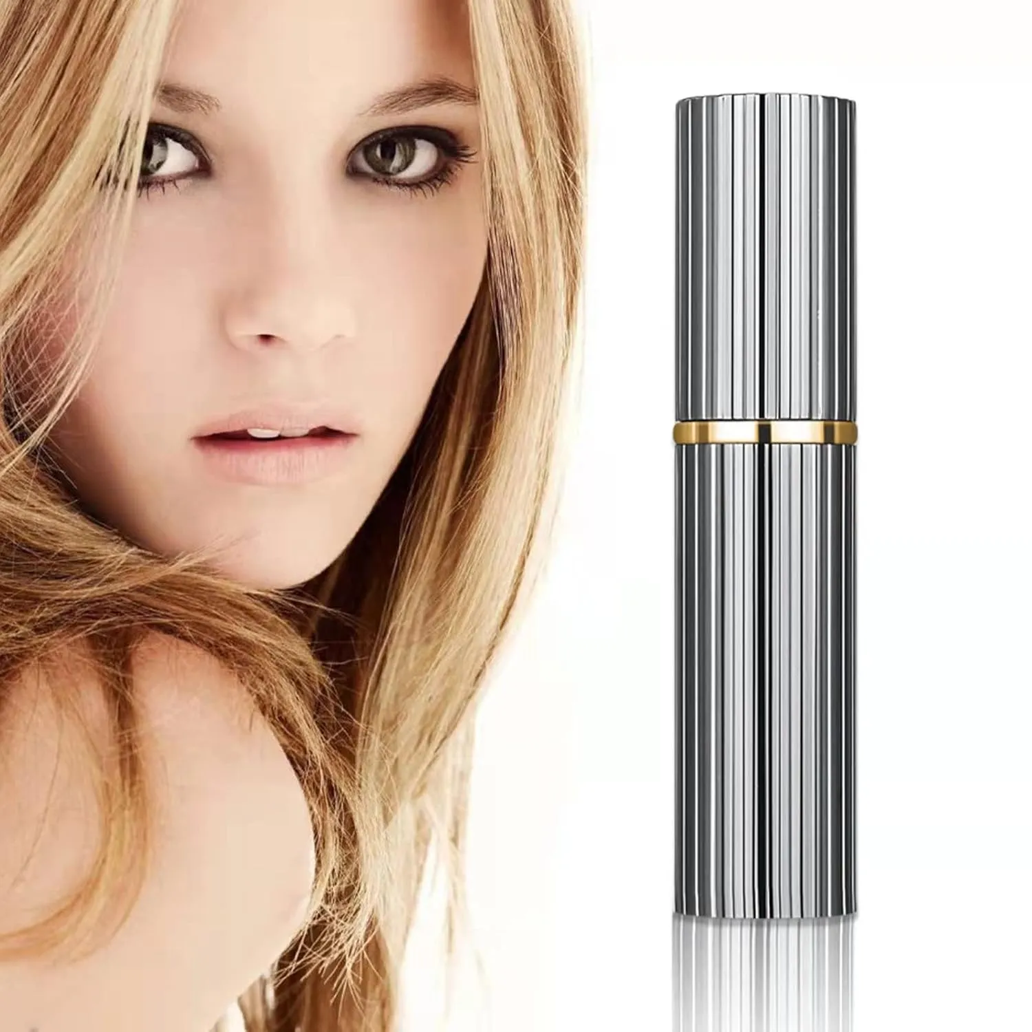 Travel Atomizer Mini Refillable Empty Spray Perfume Bottle 5ml Grey & Gold Portable TSA Scent Pump Case Take It By Air w/o Leaking for Men and Women