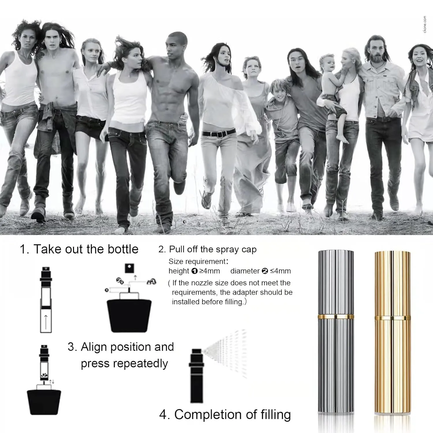 Travel Atomizer Mini Refillable Empty Spray Perfume Bottle 5ml Grey & Gold Portable TSA Scent Pump Case Take It By Air w/o Leaking for Men and Women