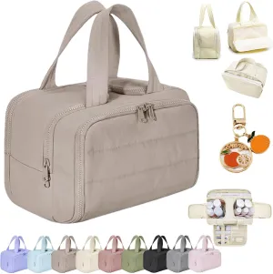 Travel Cosmetic Bag, Large Capacity Wide-Open Travel Cosmetic Bag, Traveling Toiletry Bags For Women, Lightweight Makeup Organizer For Essentials, Toiletries (BB)
