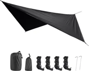 TRIWONDER Camping Tarp Cover Waterproof Rain Fly Tent Ground Cloth Footprint Hammock Shelter for Outdoor Hiking Picnic Beach (Black Accessories)