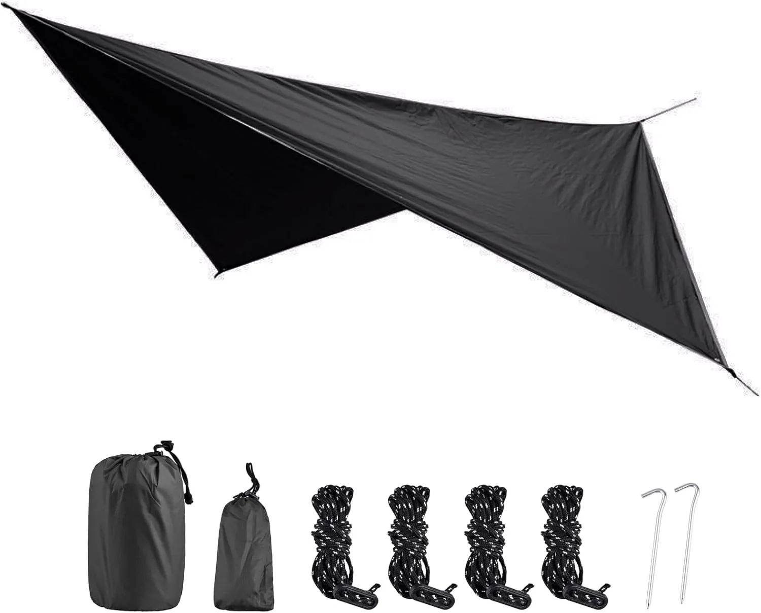 TRIWONDER Camping Tarp Cover Waterproof Rain Fly Tent Ground Cloth Footprint Hammock Shelter for Outdoor Hiking Picnic Beach (Black Accessories)