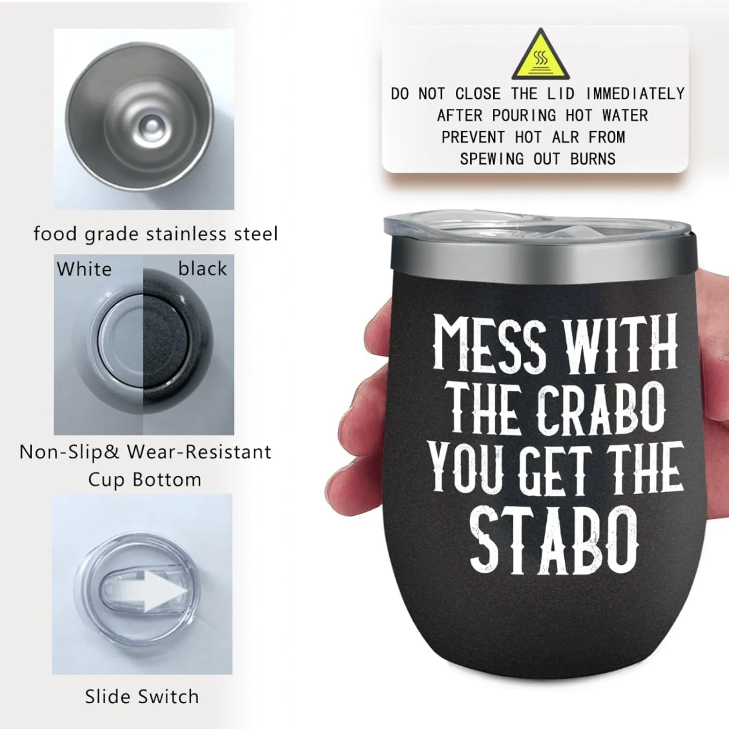 Tumbler Mess With The Crabo You Get The Stabo Tumbler Insulated for Hot and Cold Stainless Tumbler with Lids and Straws for Mom for Office