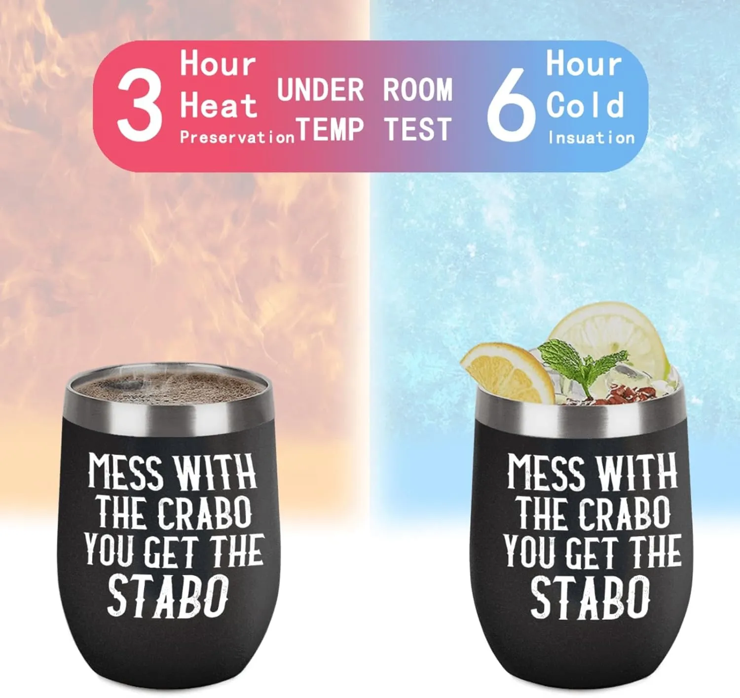 Tumbler Mess With The Crabo You Get The Stabo Tumbler Insulated for Hot and Cold Stainless Tumbler with Lids and Straws for Mom for Office