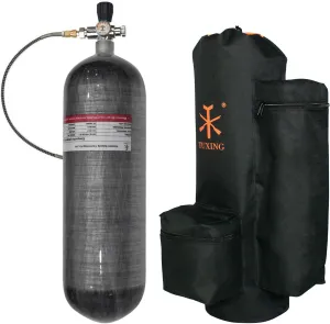 TUXING 4500psi 6.8L/414ci Carbon Fiber Paintball HPA Air Tank with PCP Compressed Air System with Valve Regulator Gauge for PCP Air Rifles