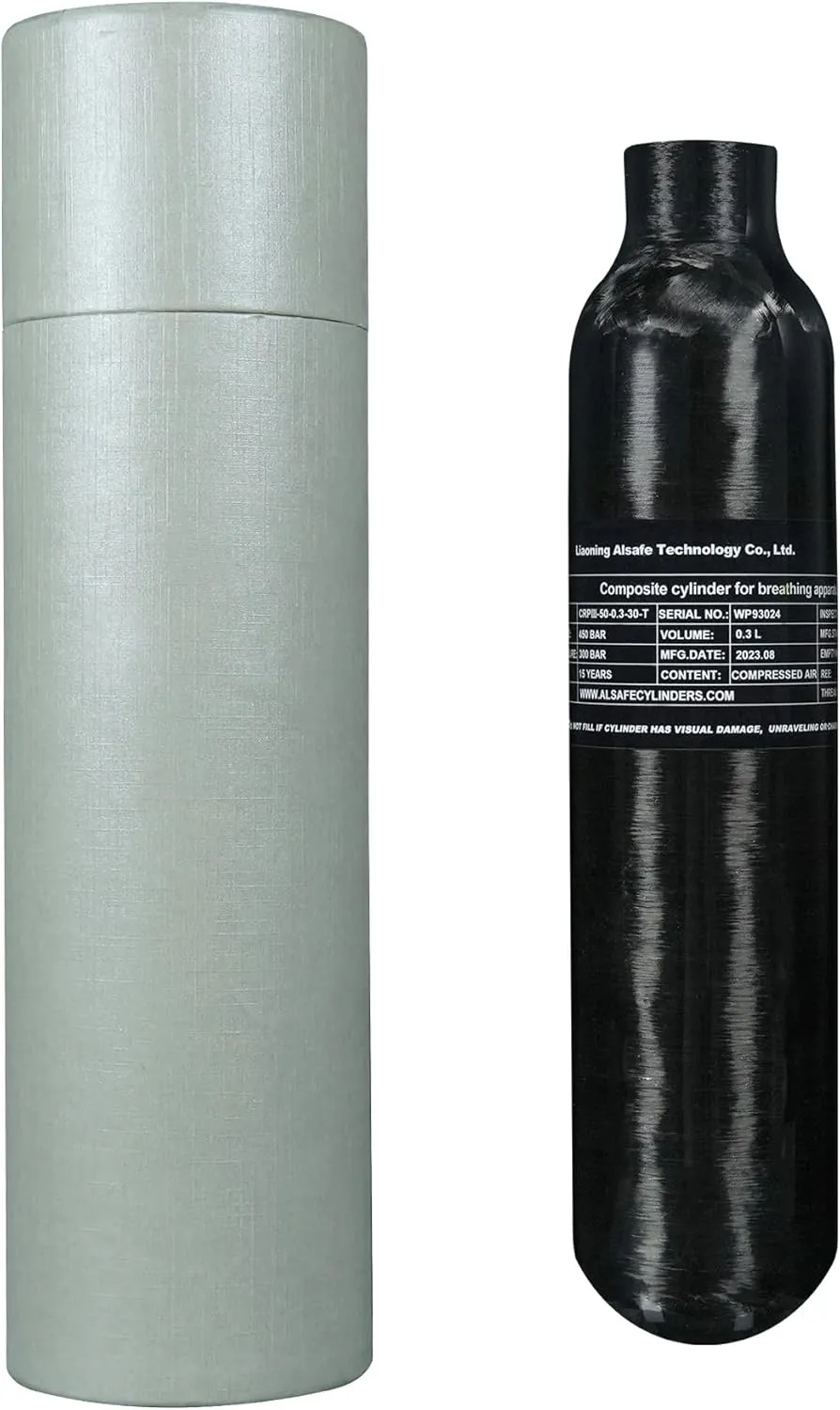 TUXING 4500Psi Pcp Air Tank 0.3L 18Cu in 300cc Carbon Fiber HPA Tank,Gas Cylinder,Paintball Hunting for PCP Air Rifle Gun Daystate and FX Thread M18 * 1.5