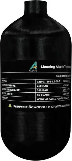 TUXING 4500Psi Pcp Air Tank 1.5L 91Cu in Carbon Fiber HPA Tank,Gas Cylinder,Paintball Hunting for PCP Air Rifle Gun Daystate and FX Thread M18 * 1.5