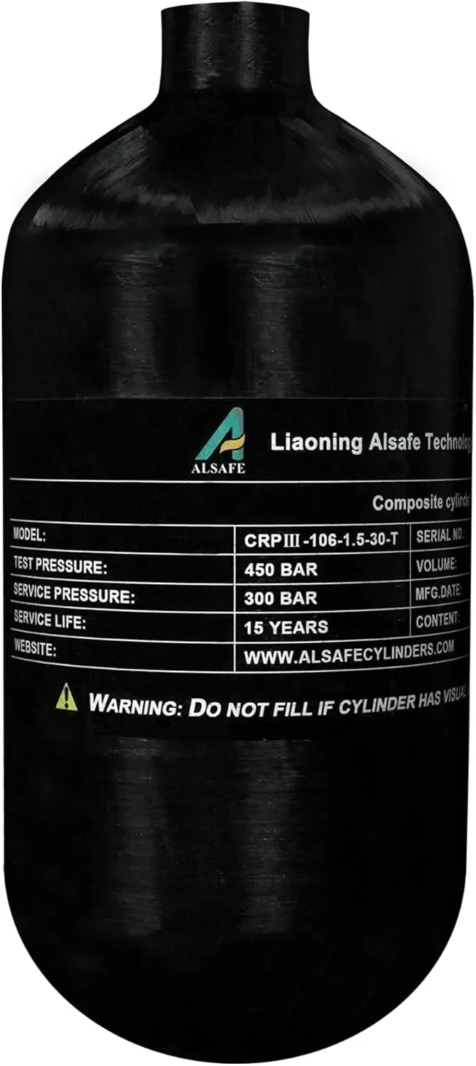 TUXING 4500Psi Pcp Air Tank 1.5L 91Cu in Carbon Fiber HPA Tank,Gas Cylinder,Paintball Hunting for PCP Air Rifle Gun Daystate and FX Thread M18 * 1.5