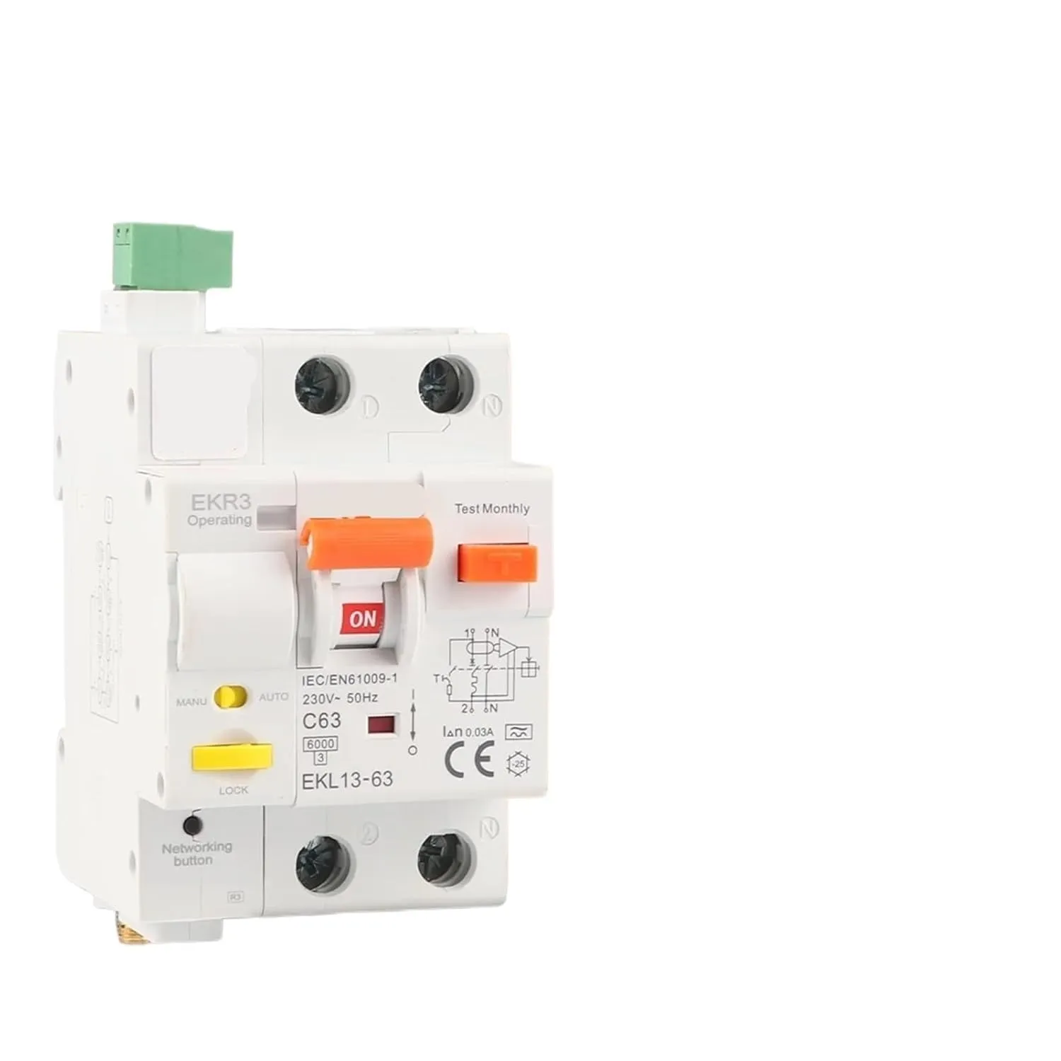 Tuya WlFl Smart Circuit Breaker RCBO Smart Life Remote Control Short Circuit Protection Timed 2P withour metering EKR3L(40A)