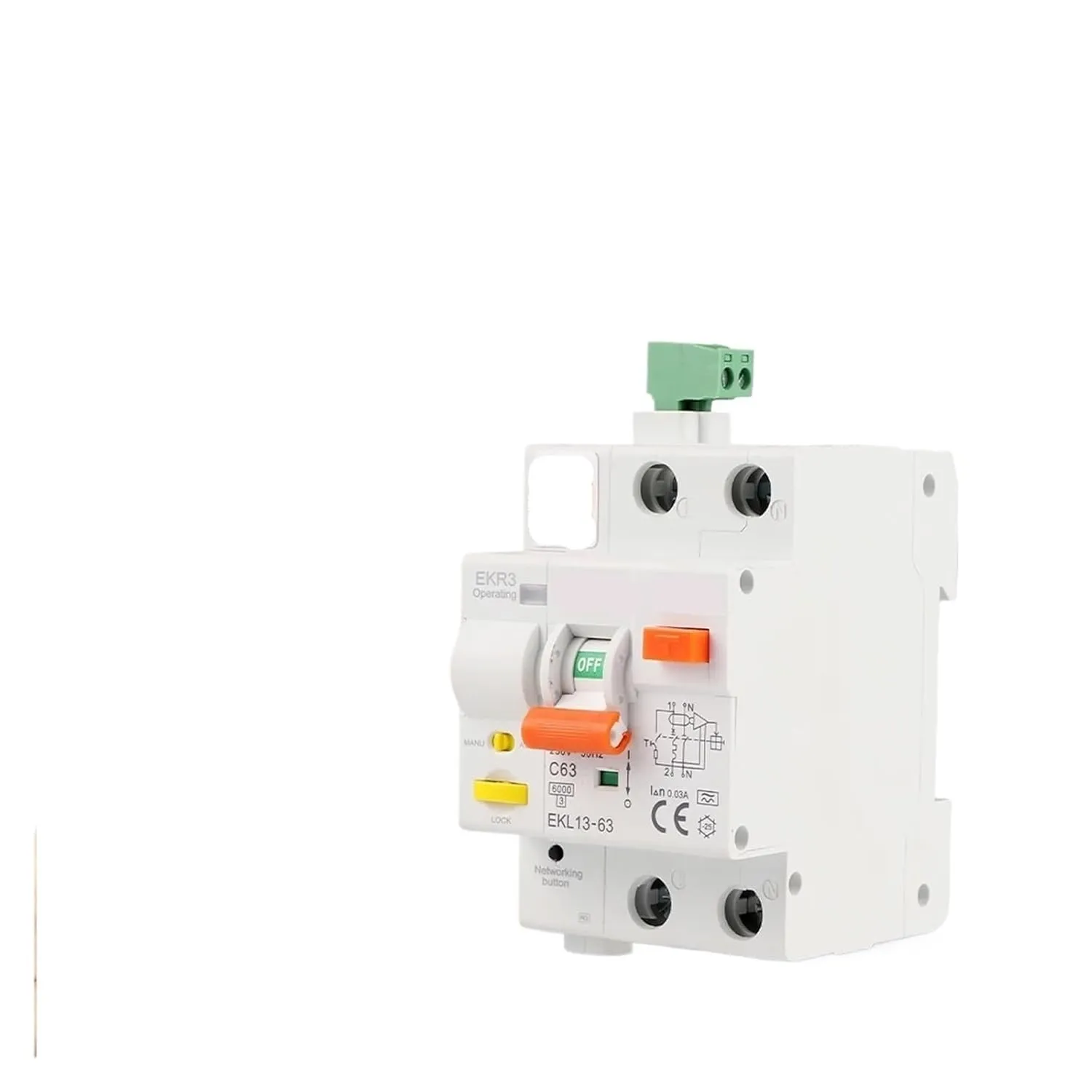 Tuya WlFl Smart Circuit Breaker RCBO Smart Life Remote Control Short Circuit Protection Timed 2P withour metering EKR3L(40A)