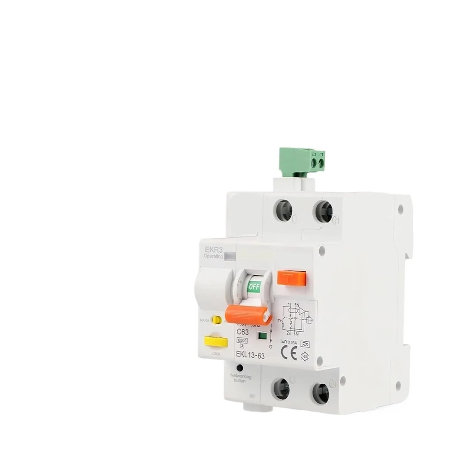 Tuya WlFl Smart Circuit Breaker RCBO Smart Life Remote Control Short Circuit Protection Timed 2P withour metering EKR3L(40A)