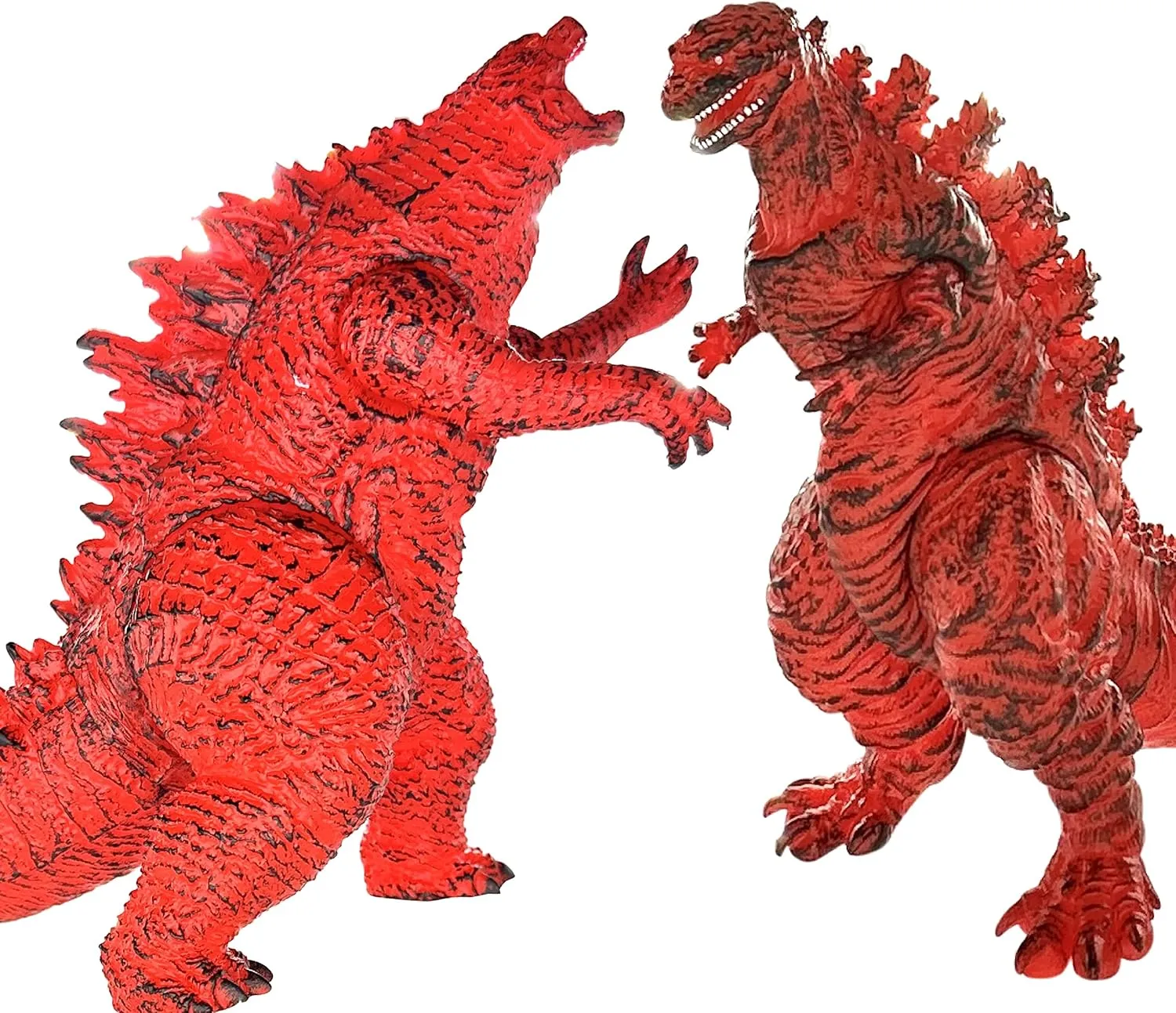 TwCare Set of 2 Godzilla Legendary Fire Shin Figure Flaming King of The Monsters Toys, Movable Joints Burning Action Movie Series Soft Vinyl, Carry Bag
