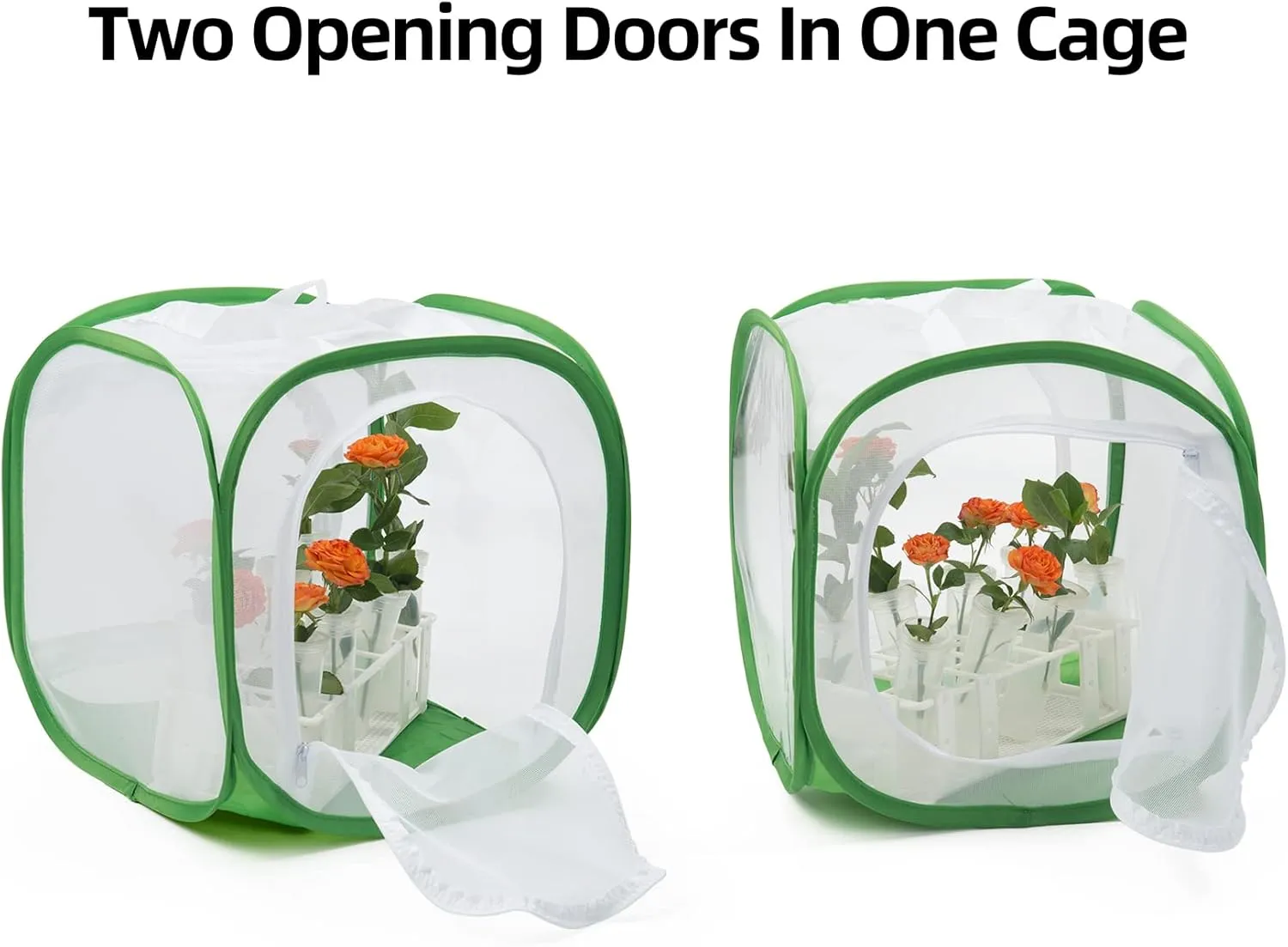 Two Doors Monarch Butterfly Habitat, Insect Mesh Cage, Caterpillar Enclosure Terrarium Pop-up (12 X 12 X 12 Inches)