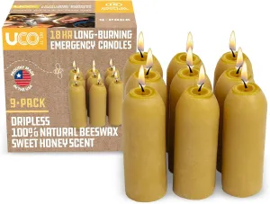 UCO 12-Hour Natural Beeswax Long-Burning Candles for UCO Candle Lanterns and Emergency Preparedness, Made in USA