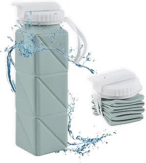 ULLiaN Collapsible Water Bottles with Straw Lid, 600ml/20.3oz Food-Grade BPA-Free Silicone Foldable Travel Water Bottle Cup, Lightweight Reusable Foldable Sports Bottles for Hiking Gym Hiking Driving