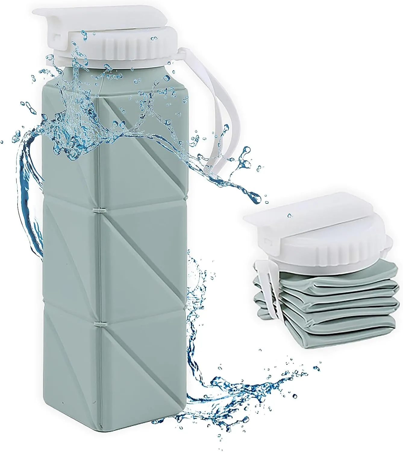 ULLiaN Collapsible Water Bottles with Straw Lid, 600ml/20.3oz Food-Grade BPA-Free Silicone Foldable Travel Water Bottle Cup, Lightweight Reusable Foldable Sports Bottles for Hiking Gym Hiking Driving