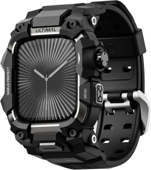 ULTIMAL Rugged Case with Band for Apple Watch 46mm,Compatible with Apple Watch Series 10, Military Grade Shockproof Bumper Cover for iWatch Tactical Band Men (46mm,Black)