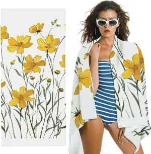 Ultra-Soft Microfiber Beach Towel, Large Floral Print for Bathroom, Yoga, Camping, Hiking, Quick-Dry, Multipurpose 30x60in