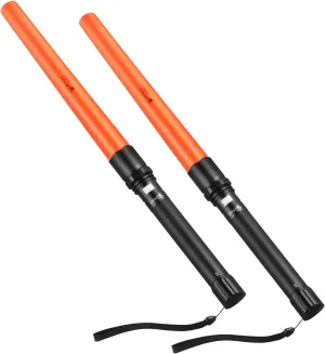 UltraFire 2 Pack Traffic Wands, 19 Inch Traffic Light with 3 Modes, Safety Wand Flashlight for Traffic Control, Parking, Car Directing, Airport UF-806