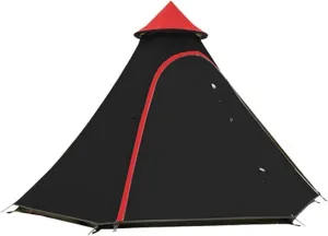 Ultralarge 5-8 Person Double Layer Hexagonal Camping Tent, Large Family Tent for Outdoor Travel, Cream Black