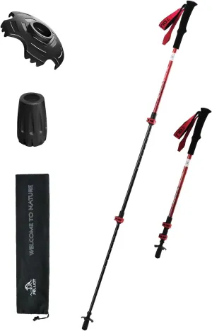 Ultralight Trekking Pole Carbon Fiber & Aluminum Alloy Hiking Pole 3-Section Telescopic Hiking Stick with EVA Foam Grips Adjustable Walking Stick for Hiking