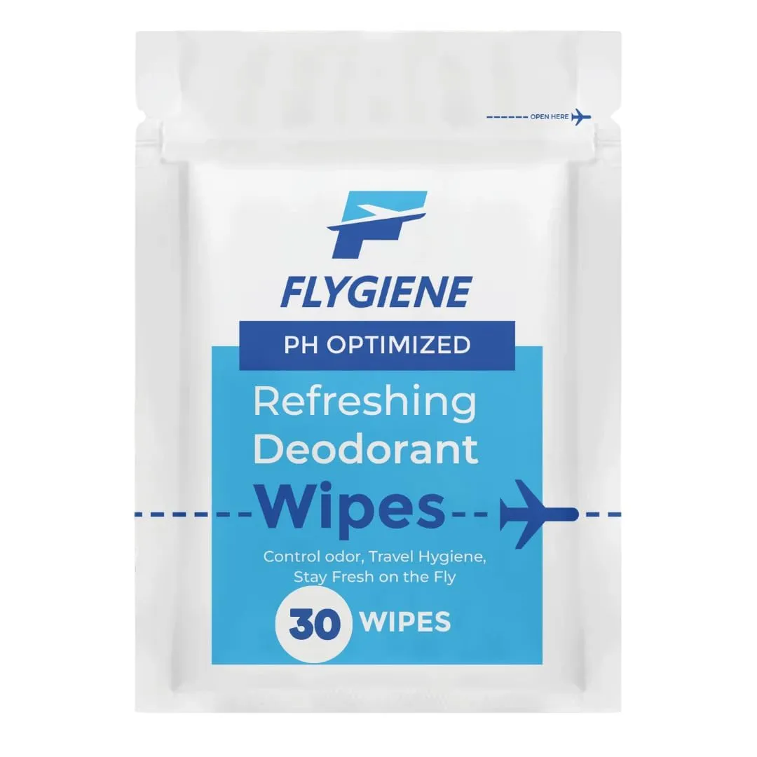 Underarm Wipes for Men & Women – Compact, TSA-Approved, & Convenient Travel Wipes for On-the-Go Freshness - Deodorant Wipes Individually Wrapped – 30 Packs