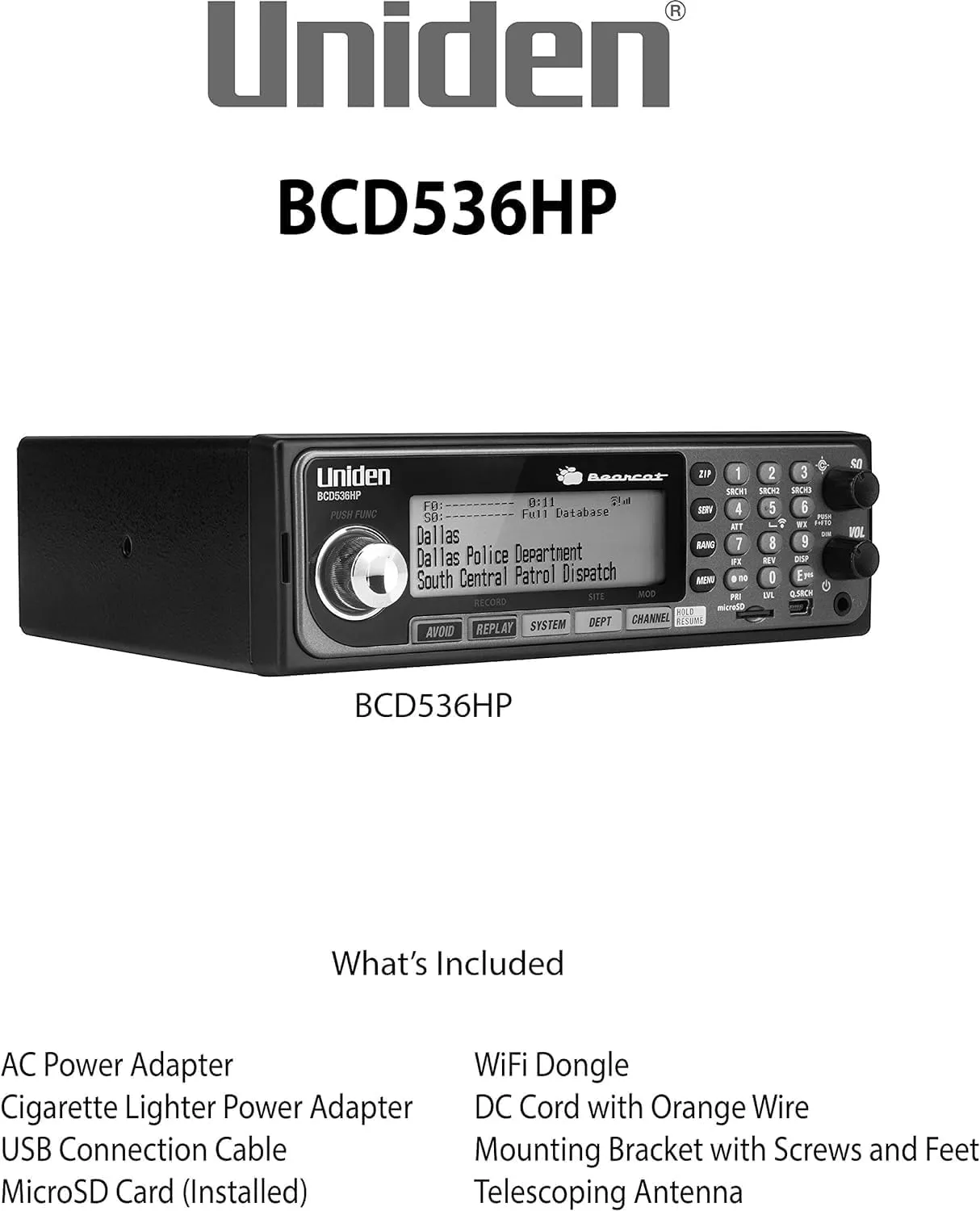 Uniden BCD536HP HomePatrol Series Digital Phase 2 Base/Mobile Scanner with HPDB and Wi-Fi. Simple Programming, TrunkTracker V, S.A.M.E. Emergency/Weather Alert. Covers USA and Canada.