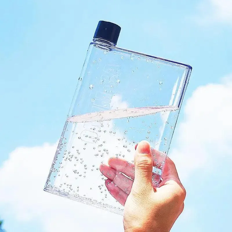 Unique Design Portable Book Paper Cup Botlte Flat Water Bottle Clear Paper Pad Water Bottle Flat Drinks Kettle Notebook Drink Bottle for Water