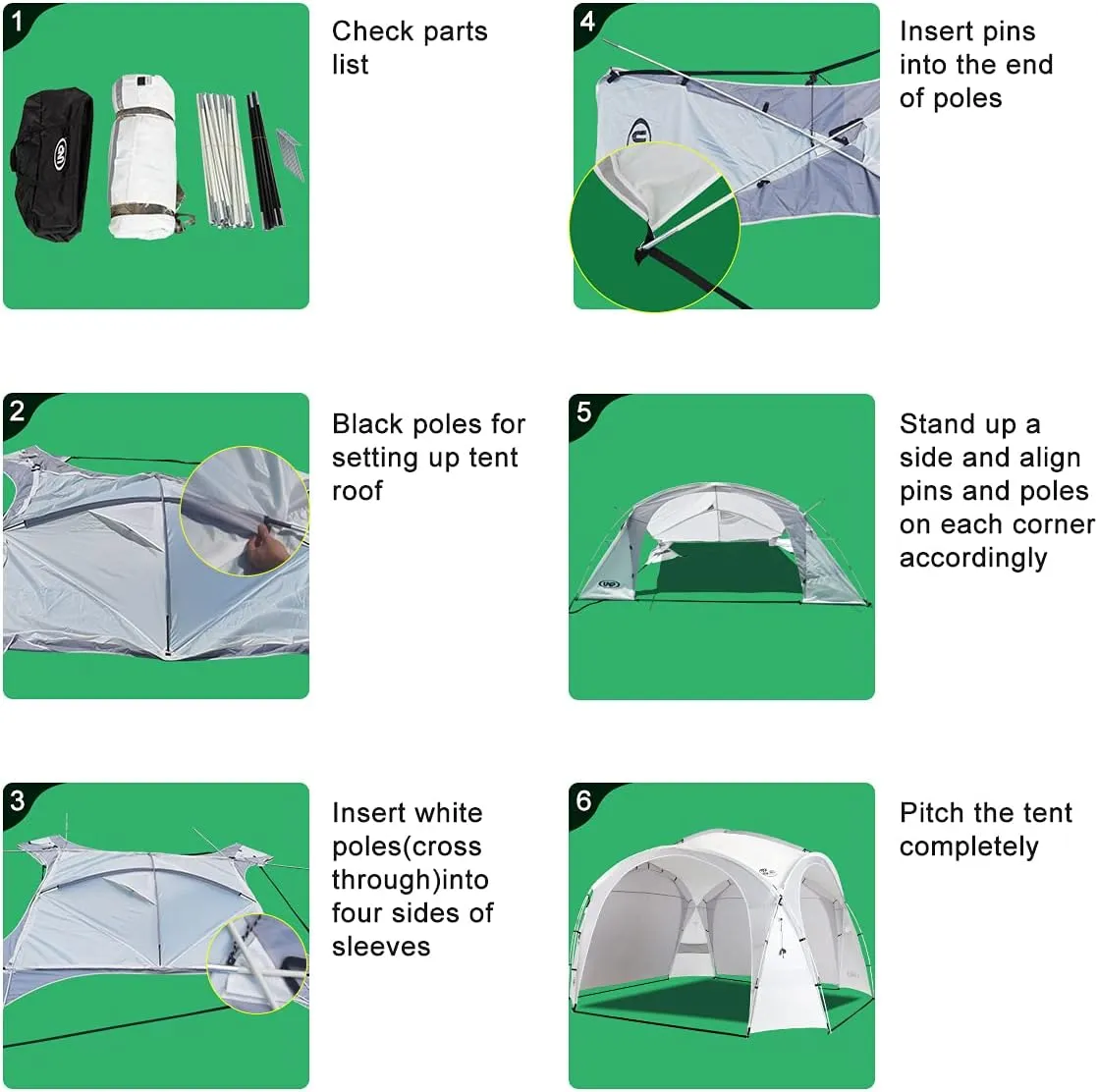 UNP Easy Beach Tent Pop Up Canopy UPF50  Tent with Side Wall, Ground Pegs, and Stability Poles, Sun Shelter Rainproof, Waterproof for Camping Trips, Backyard Fun, Party Or Picnics