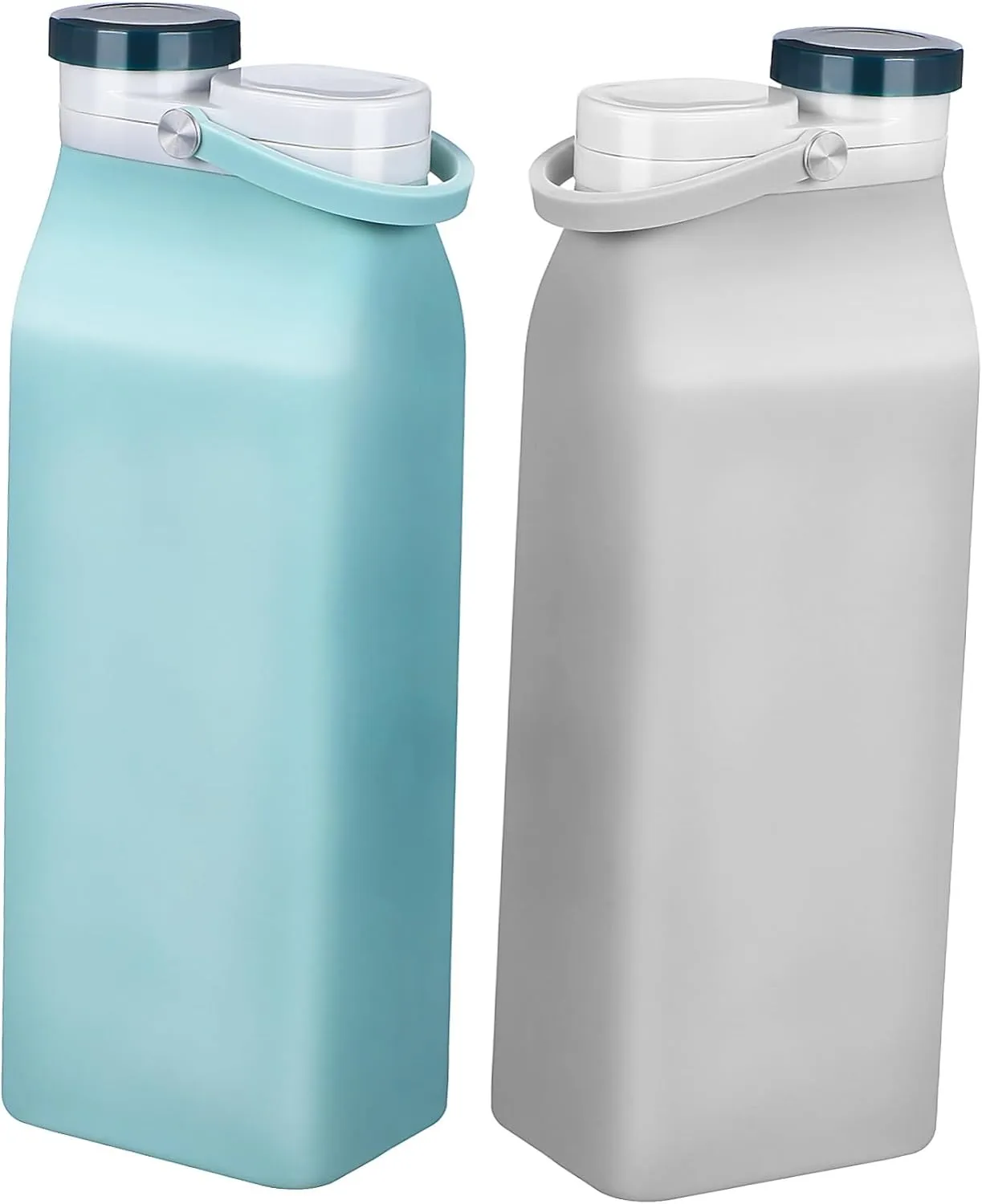 UPKOCH 2Pcs Collapsible Water Bottle Lightweight Leakproof Travel Sports Bottles Hidden Handle Design for Hiking Camping and Daily Use