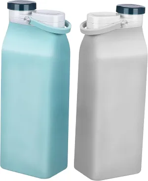 UPKOCH 2Pcs Collapsible Water Bottle Lightweight Leakproof Travel Sports Bottles Hidden Handle Design for Hiking Camping and Daily Use