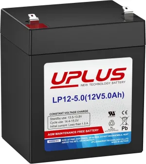 UPLUS LP12-5 12 Volt 5Ah Rechargeable AGM Battery, DJW12-4.5 SLA Battery Replacement Batteries Backup for LiftMaster/Craftsman 4228 Garage Door Opener, Security Alarm System etc.