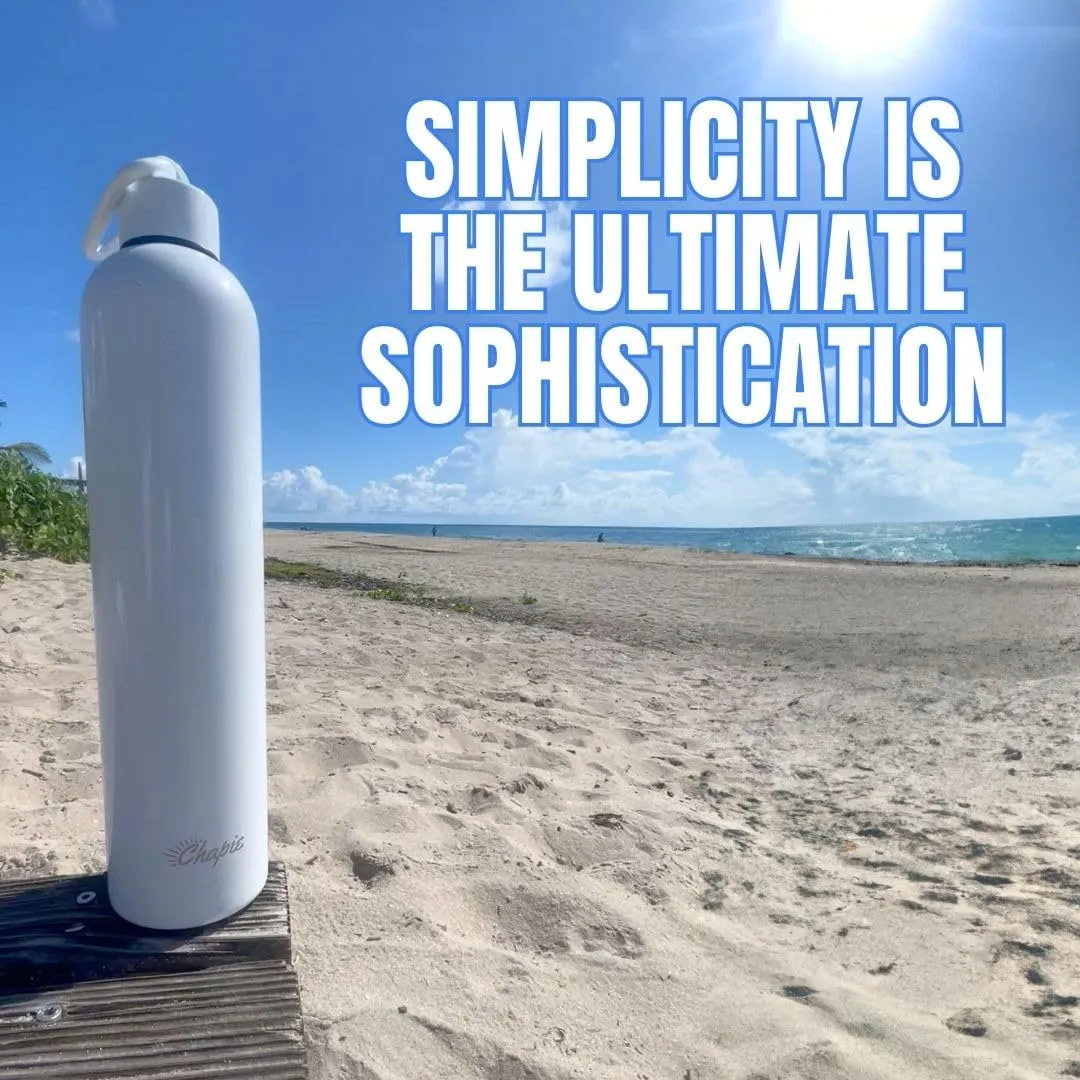 Vacuum Insulated Water Bottle - 34oz, (1L) Leakproof, Fits Any Cup Holder, Matching Carabiner, Stainless Steel, Gym, Outdoor, Sports for Men, Women & Kids - Double Walled (Pearl White)