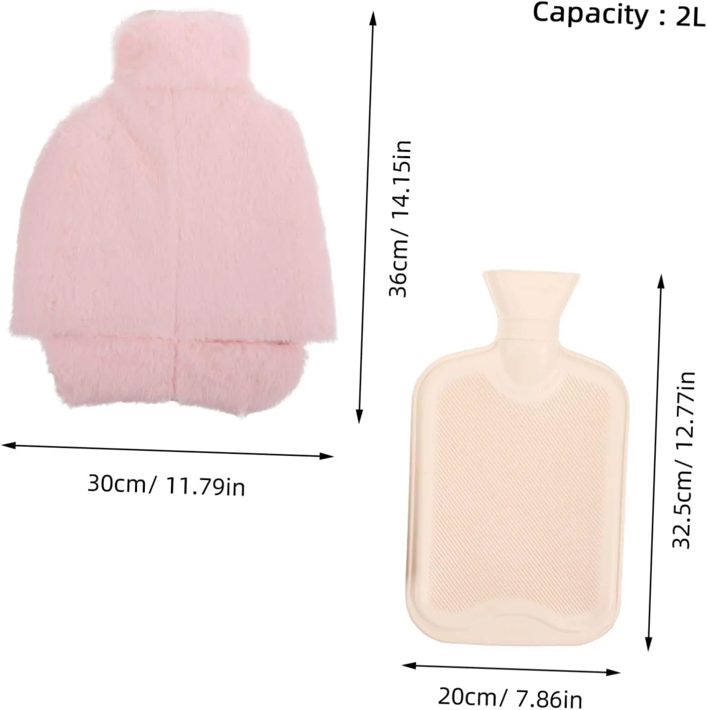 VALICLUD Hot Water Bottle with Plush Cover Thick Refillable Warm Water Bag for Cozy Foot Warmer Washable and Detachable Design for Winter Comfort