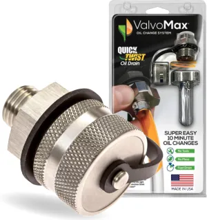 ValvoMax Oil Drain Valve - Quick Twist Oil Drain Plug for DIY Oil Changes At Home in 10 Minutes - No Tools, No Mess, No Cleanup - M16-1.50 Thread Size - Made in USA