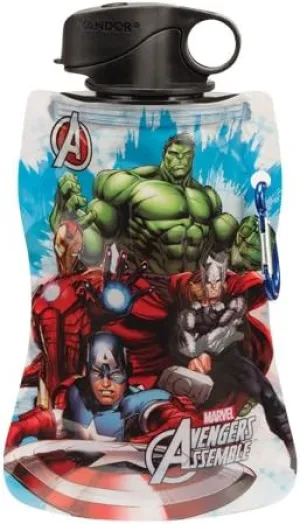 Vandor 26072 Marvel Avengers Assemble 12 oz Collapsible Water Bottle, Multicolor