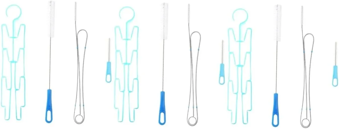 VANZACK 3sets Hydration Bladder Cleaning Kit Set Water Bag Cleaning Tools Brush Hose Sucker Drying Rack 4pcs*3